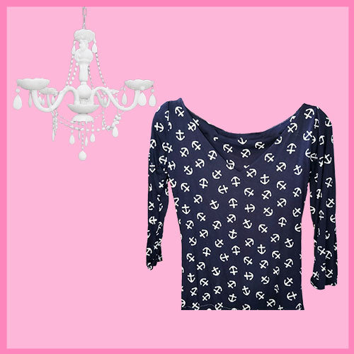 The Hamptons Anchor V Neck Blouse-1 Left Medium