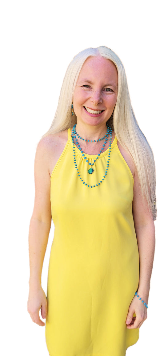 Featured in Fashion Republic Magazine-The Hamptons Turquoise & Blue Topaz Beaded Necklace- Set of 2