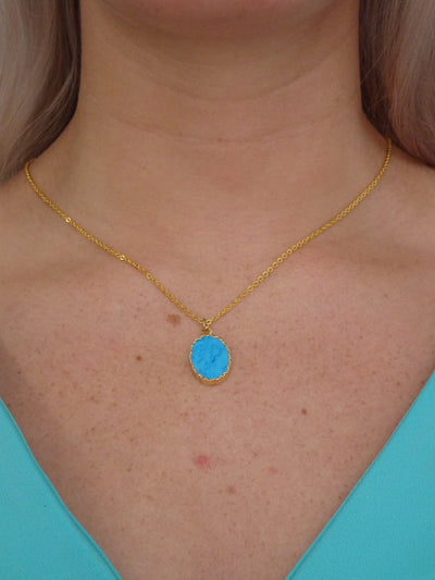 Oval Turquoise Gemstone Necklace Gift Box Set