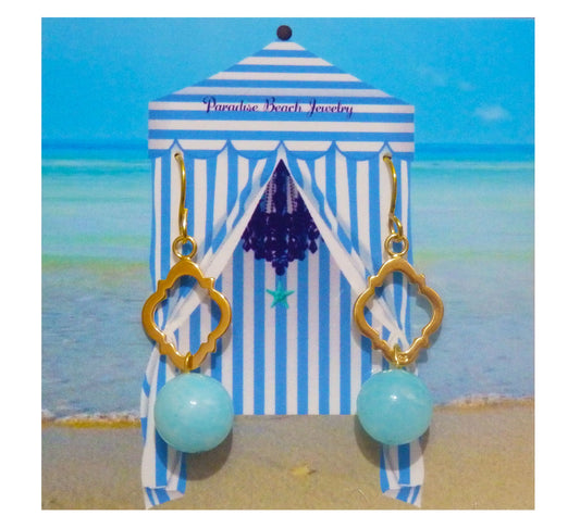 Palm Beach Ornate Clover Agate Gemstone Earrings-3 Colors