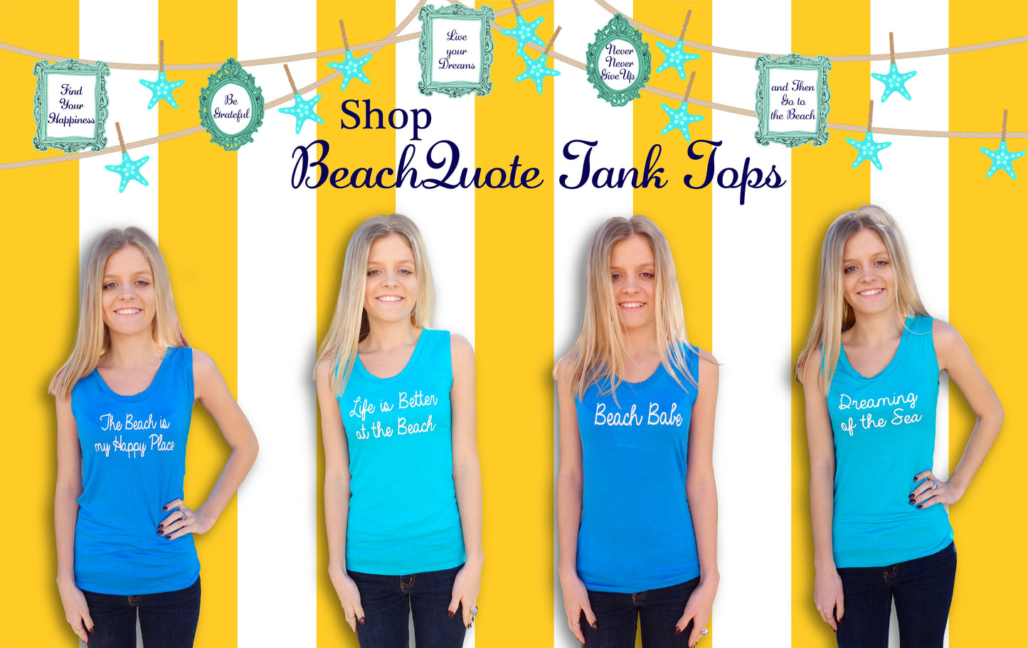 Dreaming of the Sea Quote Turquoise Tank Top