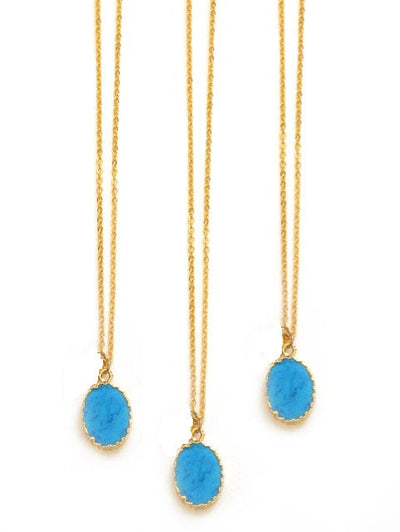 Oval Turquoise Gemstone Necklace Gift Box Set