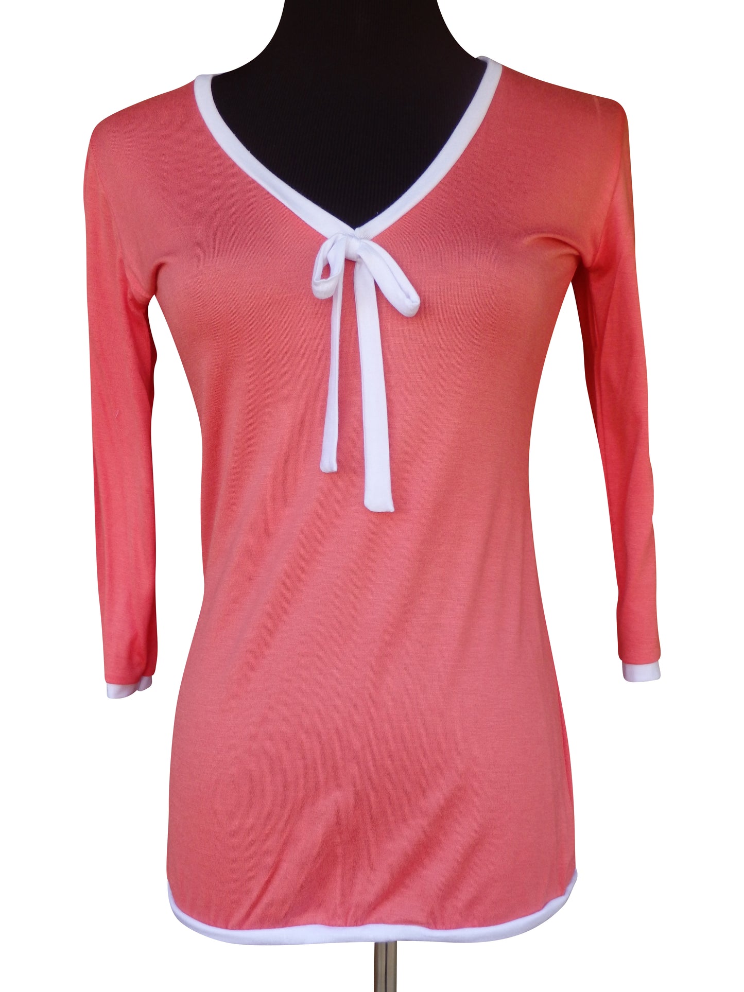 Bahamas Bright Coral & Light Coral Ribbon Blouse