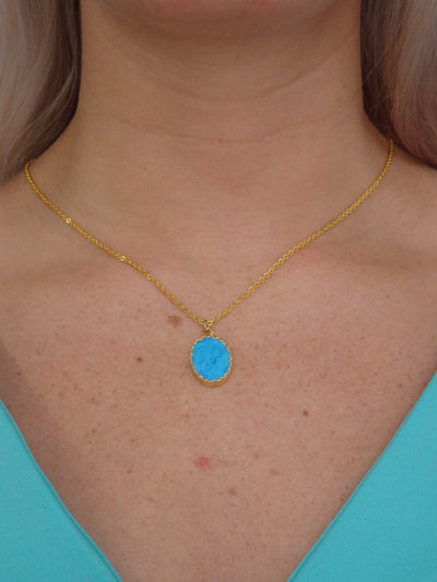 Oval Turquoise Gemstone Necklace