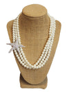 Luxury Statement Starfish Triple Strand Pearl Necklace