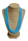 Luxury Bright Blue Triple Beaded Statement Necklace