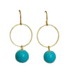 Turquoise Circle Gold Earrings