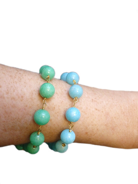 Featured on Cover of Fashion Republic & Neuworldz Magazines-Palm Beach Agate Gemstone Bracelet-3 Colors