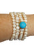 Turquoise Charm & Freshwater Pearls Stacking Gemstone Bracelets Set of 4