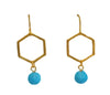 Cabana Turquoise Hexagon Gold Earrings