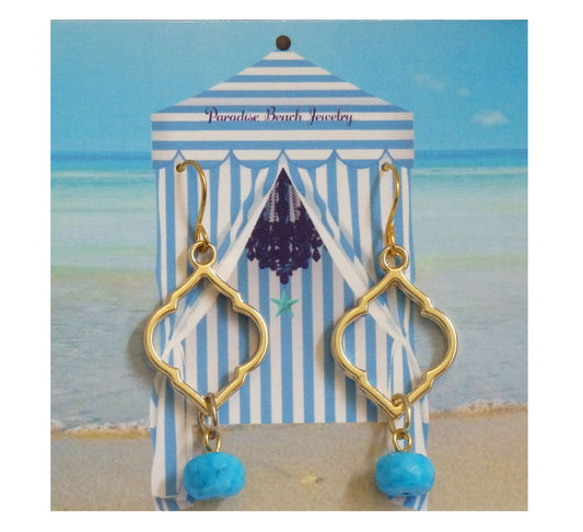 Cabana Quartefoil Turquoise Earrings