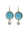Southbeach Blue Topaz & Pearl Gemstone Earrings