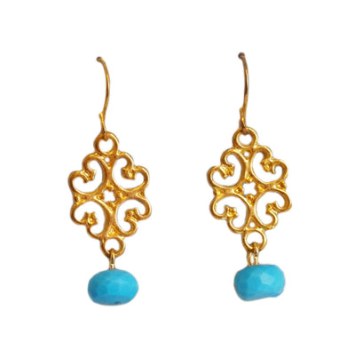 The Waves Turquoise & Gold Earrings
