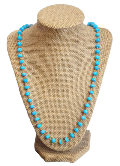 Luxury Clubhouse Long Turquoise Beaded Necklace