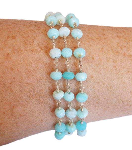 Palm Beach Ocean Blue Opal Triple Beaded Bracelet