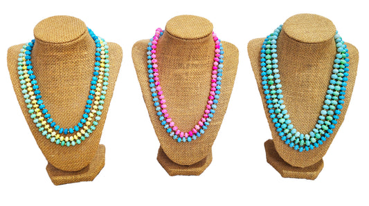 Bahamas Pink Shaded Opal Gemstone Beaded Necklace