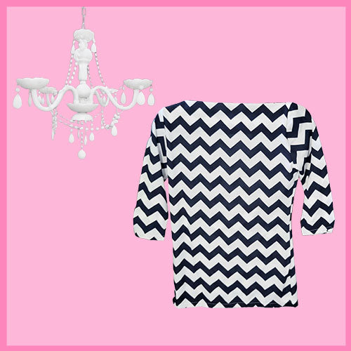 Navy Chevron Socialite Blouse-1 Left Medium