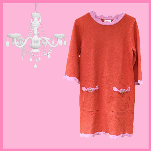 Pink & Red Socialite Scalloped Dress-1 Left Small