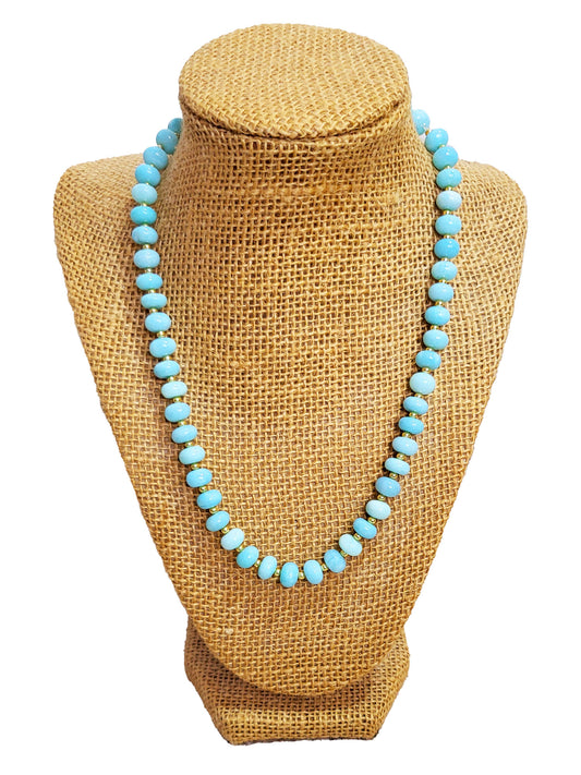 Bahamas Light Blue Shaded Opal Gemstone Beaded Necklace