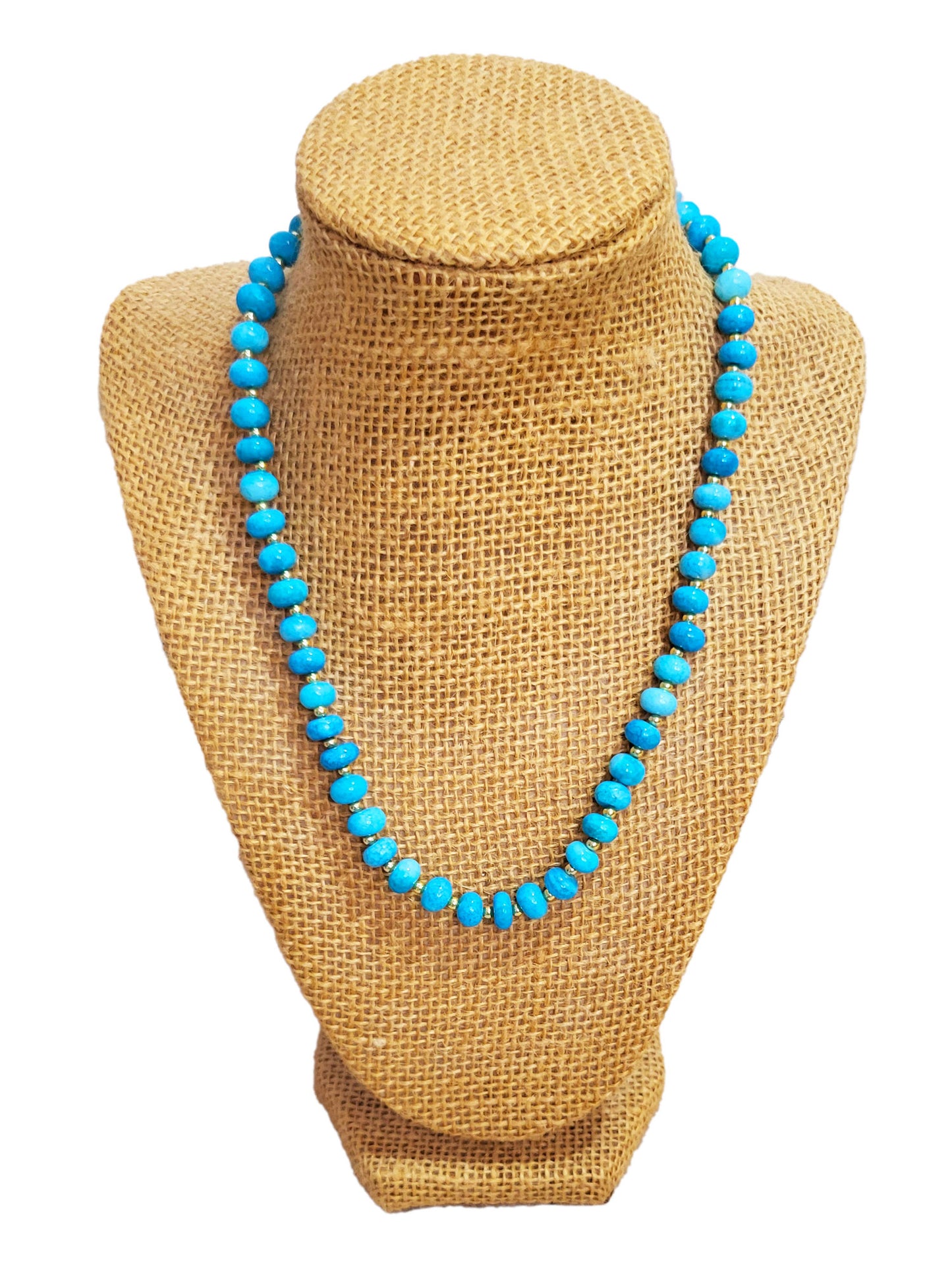 Bahamas Sky Blue Shaded Opal Gemstone Beaded Necklace