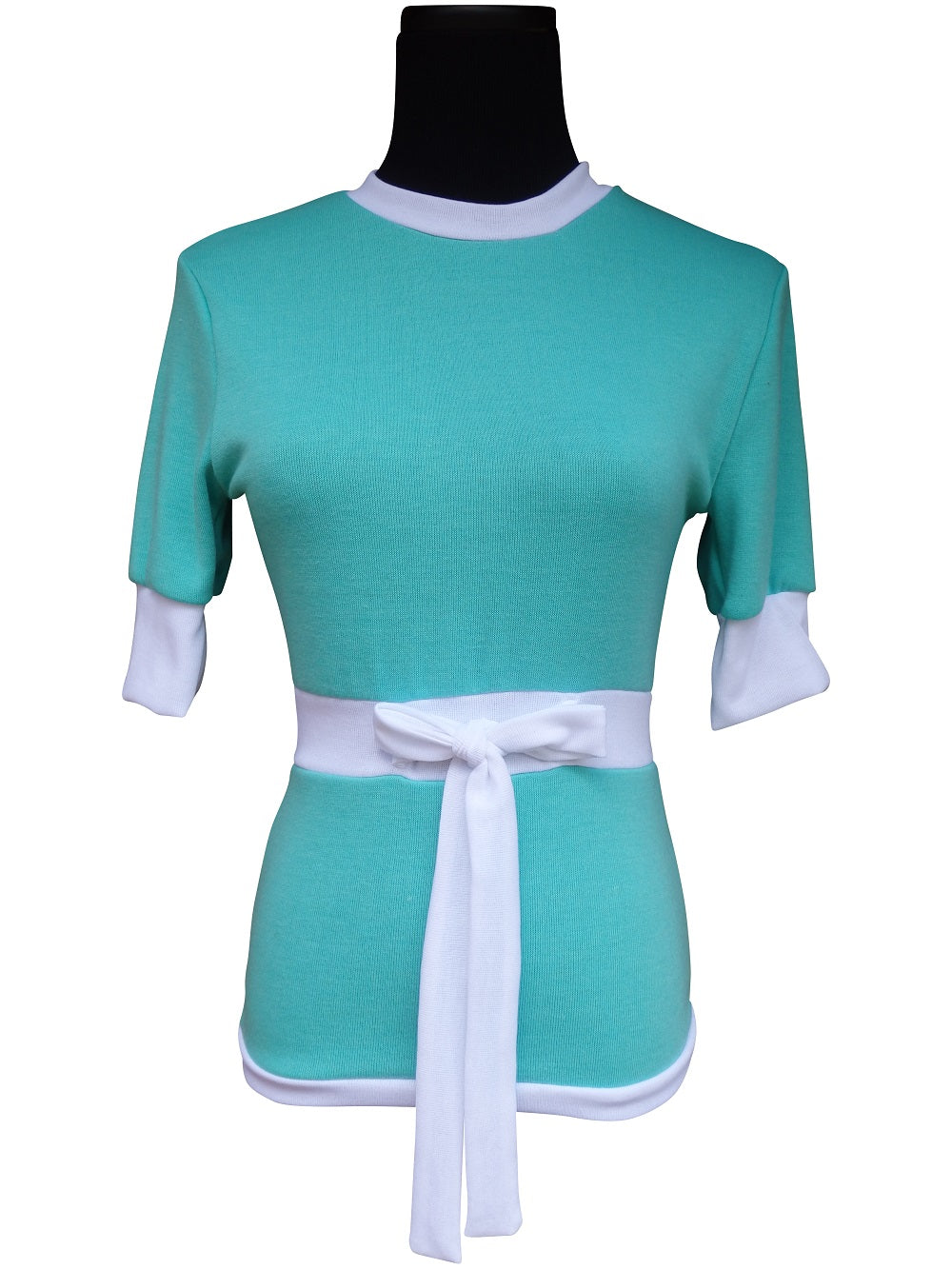 SALE-Aqua Ribbon Tie Sweater-1 Left Small