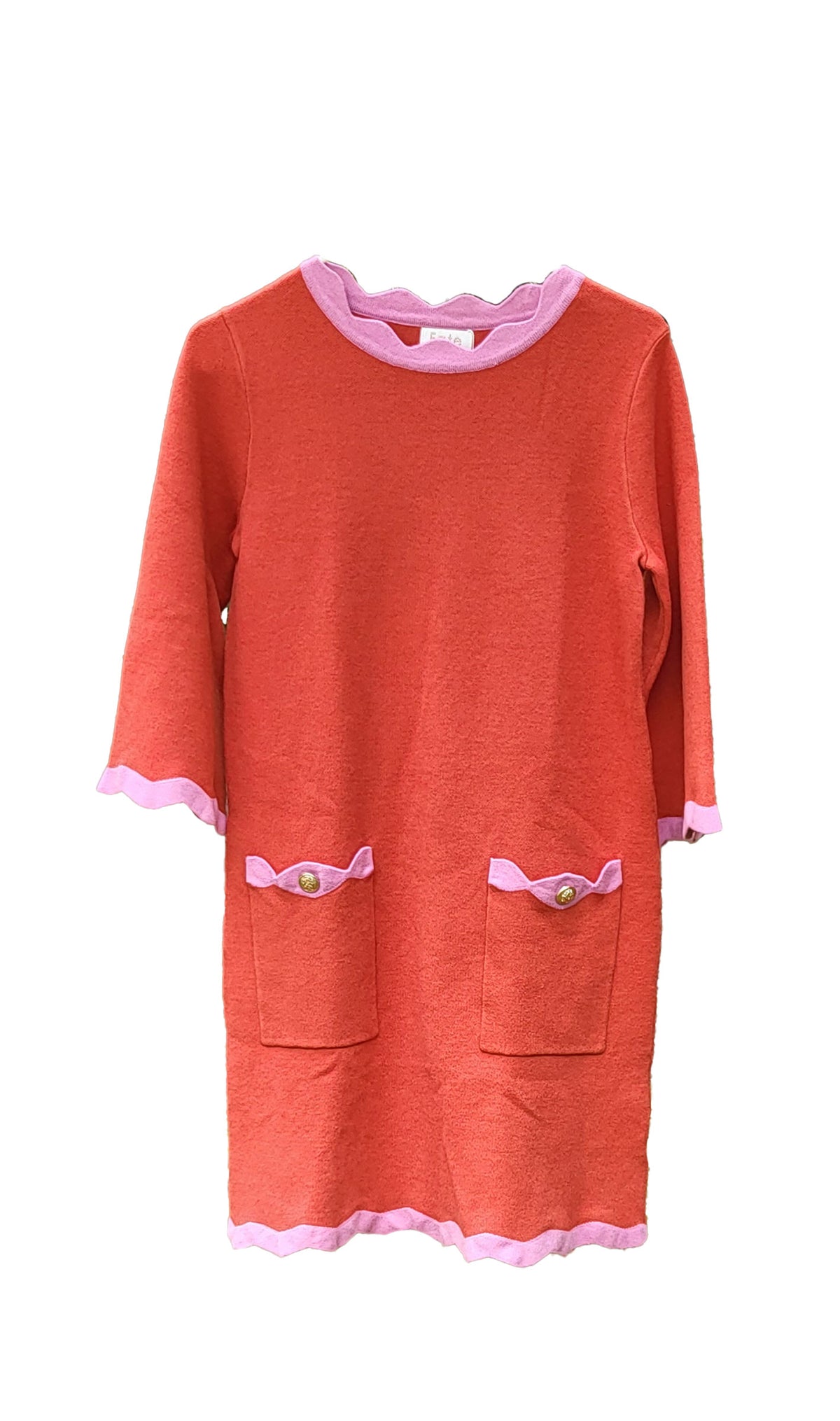 Pink & Red Socialite Scalloped Dress-1 Left Small
