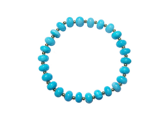 Bahamas Bright Sky Blue Opal Gemstone Beaded Bracelet