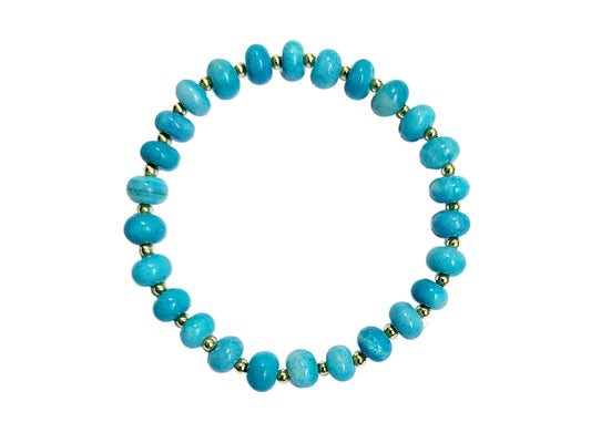 Bahamas Bright Sky Blue Shaded Opal Gemstone Beaded Bracelet