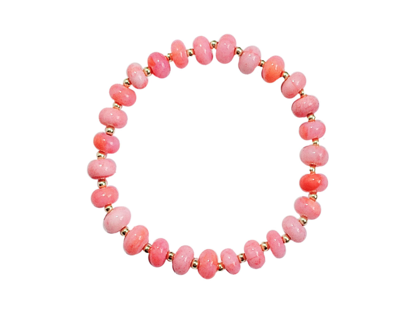Bahamas Pink & White Shaded Opal Gemstone Beaded Bracelet