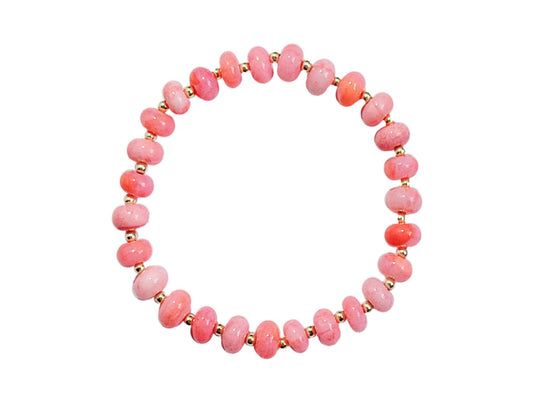 Bahamas Pink & White Shaded Opal Gemstone Beaded Bracelet