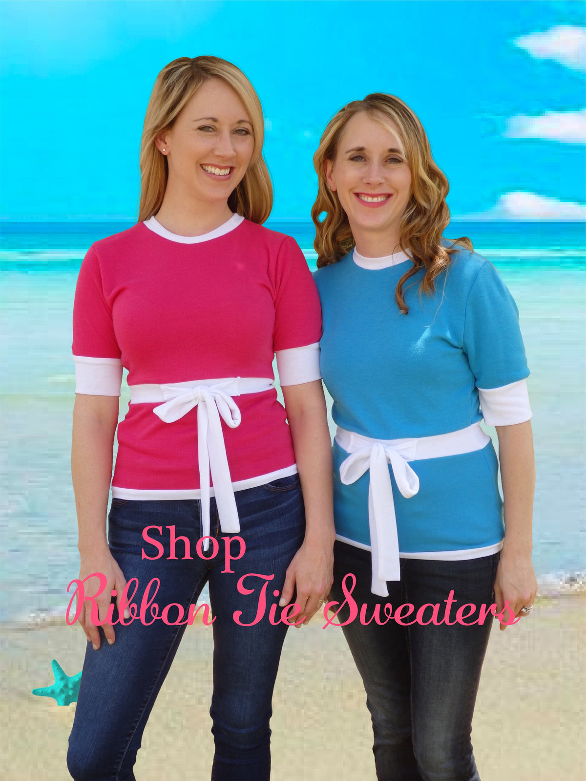 SALE-Hot Pink Ribbon Tie Sweater-1 Left XSmall