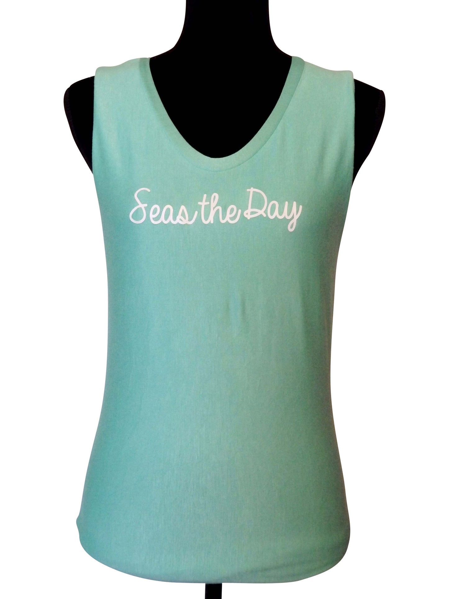 Seas the Day Quote Mint Tank Top