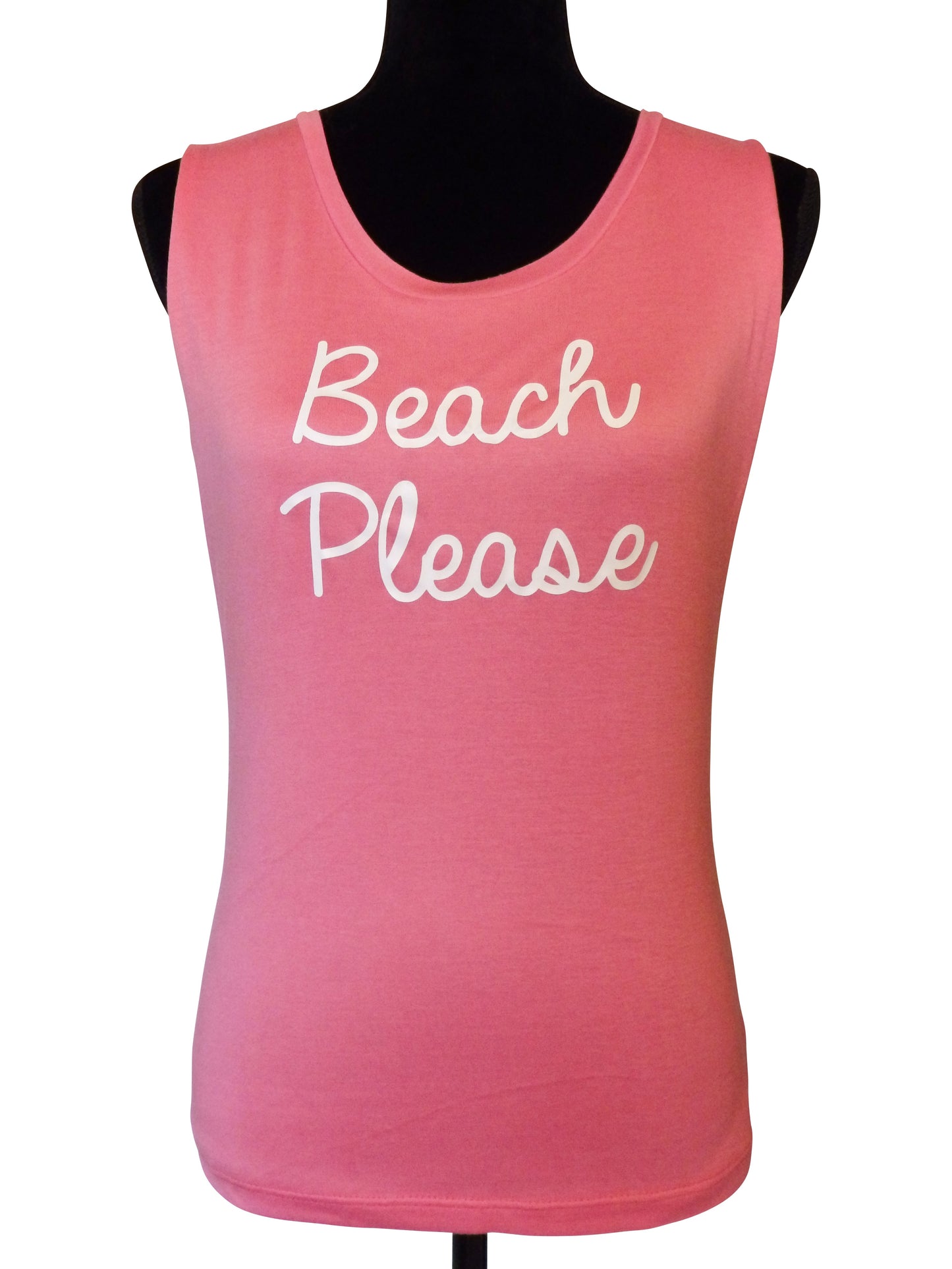 Beach Please Quote Pink Tank Top