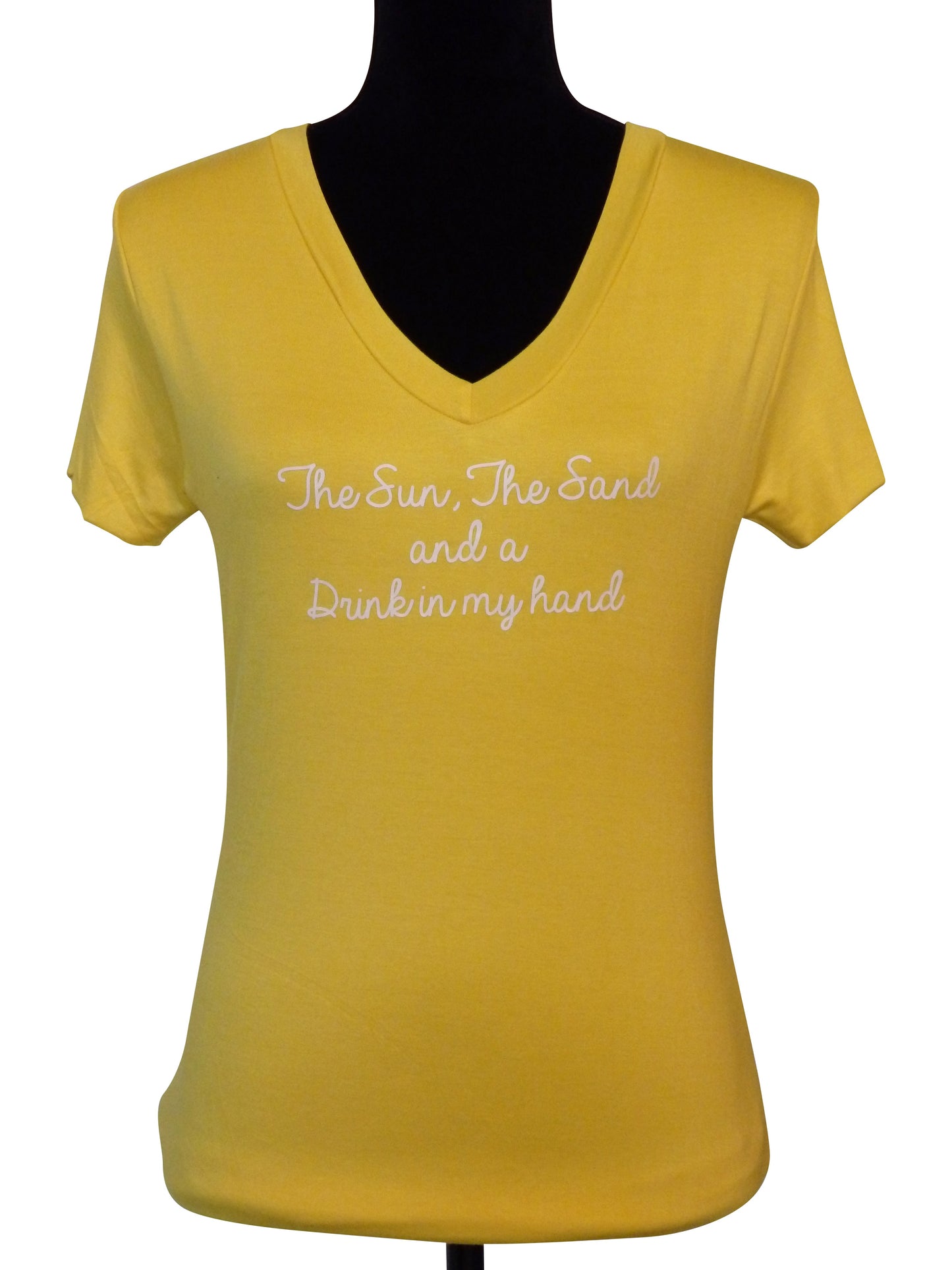 The Sun,The Sand Quote Yellow V Neck Top