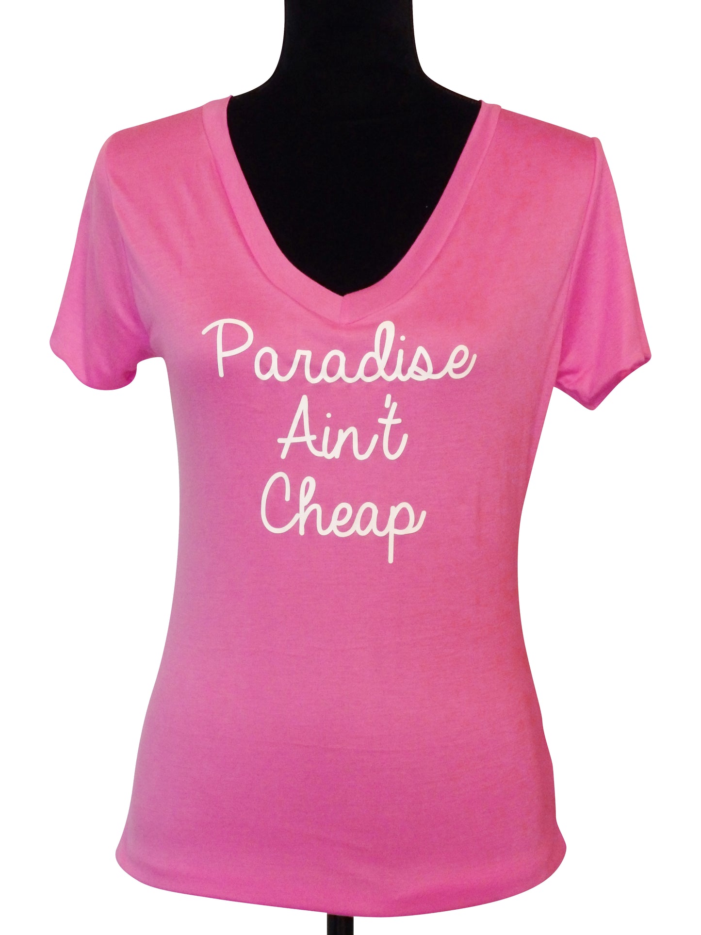 Paradise Quote Pink V Neck Top