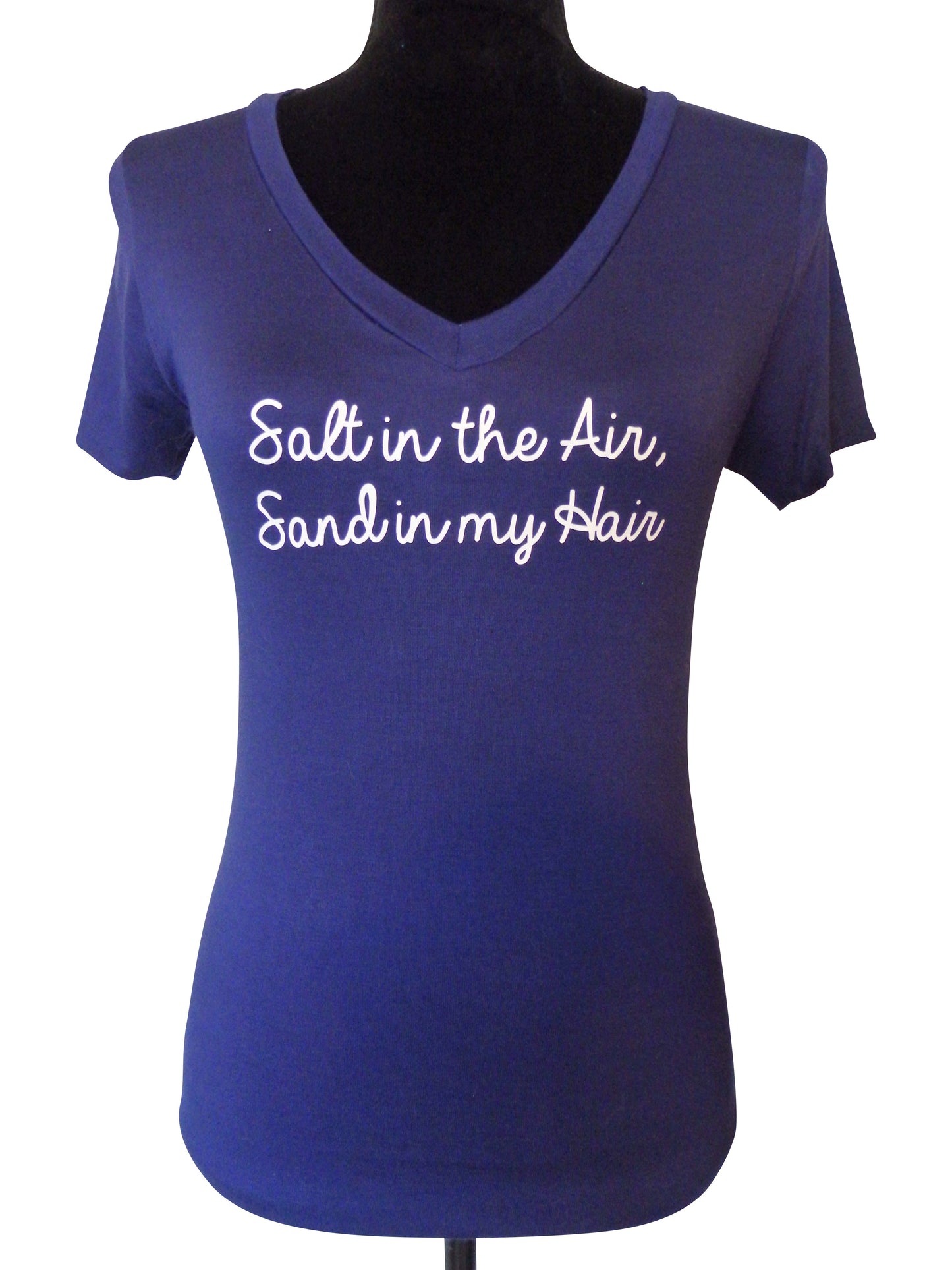 Salt in the Air Quote Navy V Neck Top