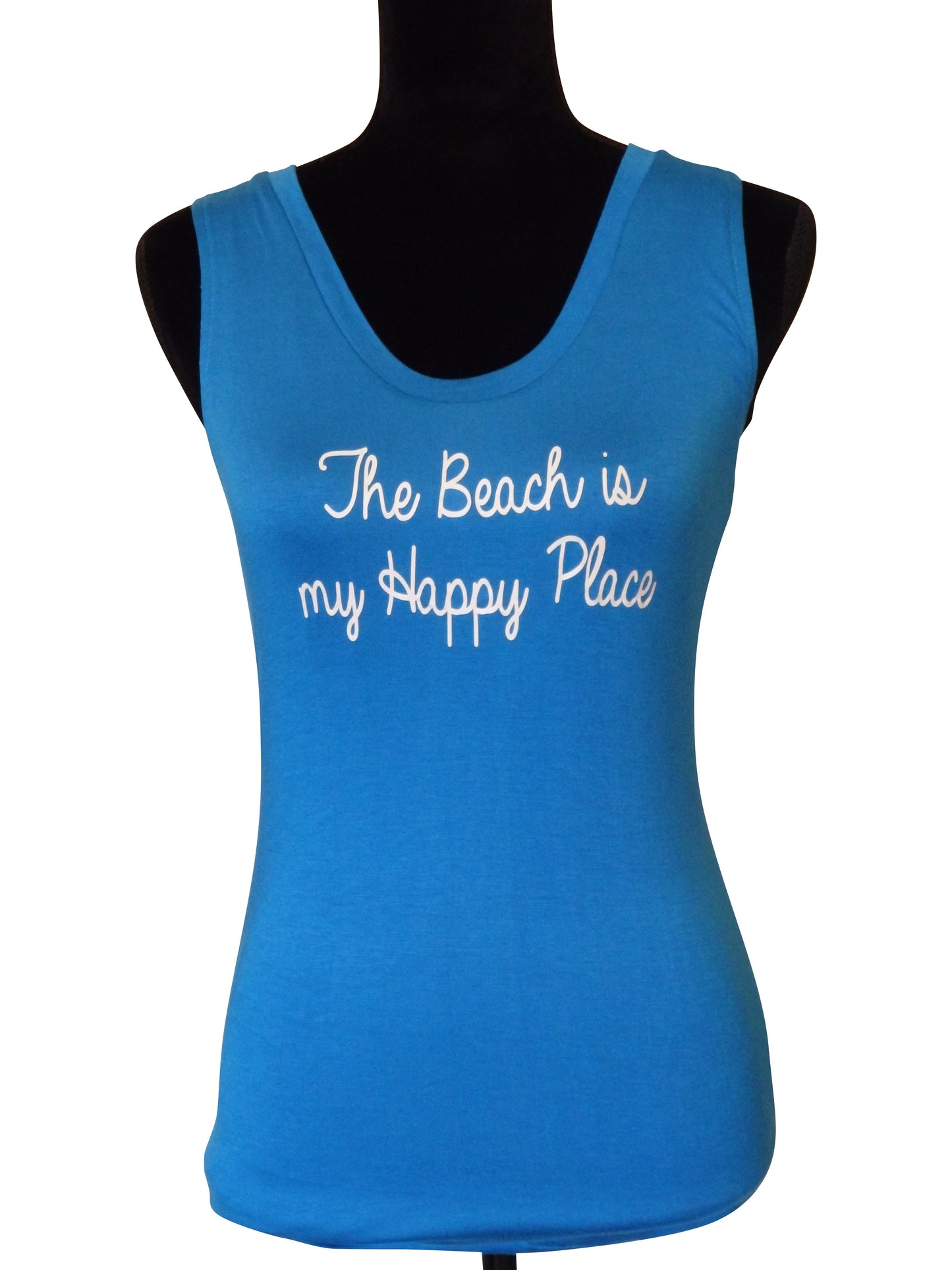 The Beach is My Happy Place Quote Ocean Blue Tank Top