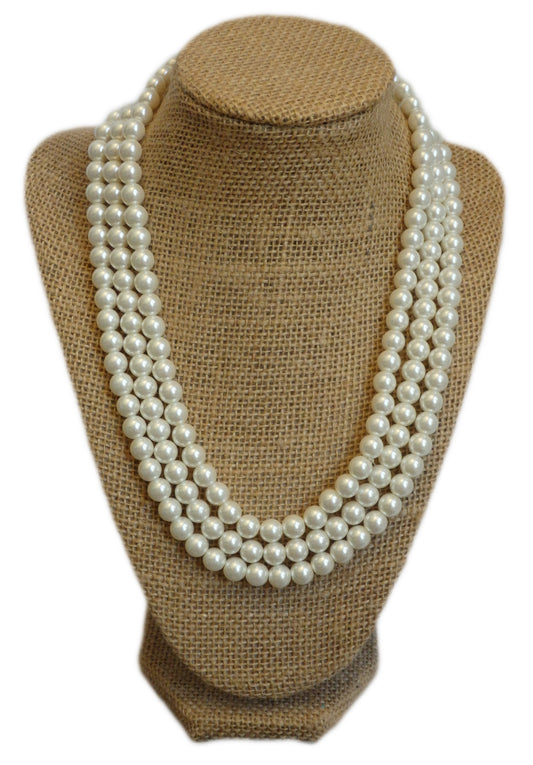 Luxury Triple Strand Pearl Necklace