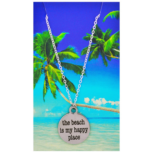 The Beach is My Happy Place Quote Necklace