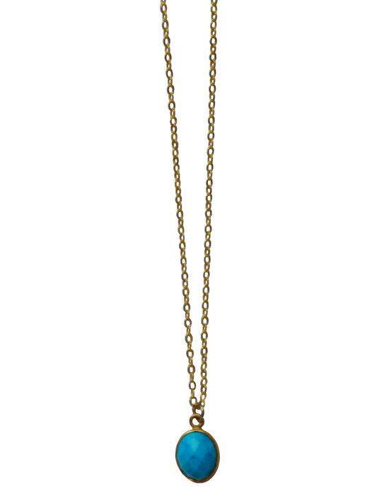 Mini Oval Turquoise Gemstone Necklace