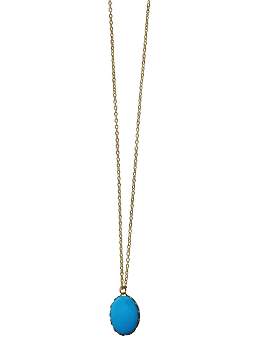Lattice Oval Turquoise Gemstone Necklace