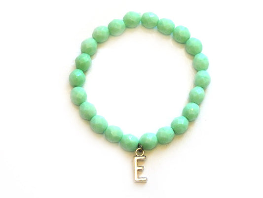 Mint Green Beaded Monogram Bracelet