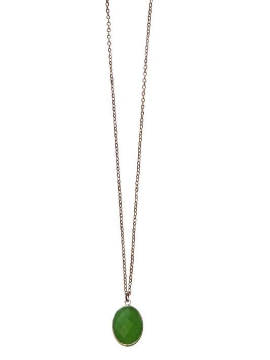 Green Oval Gemstone Necklace