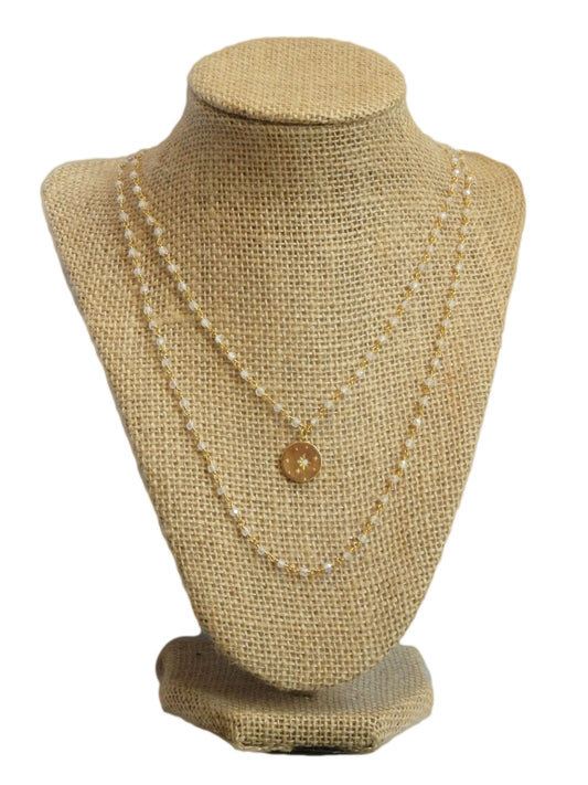 Seaside Starry Night Moonstone & Gold Gemstone Necklace
