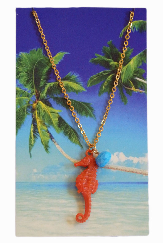 Seahorse and Turquoise Pendant Necklace