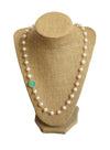 Side Circle Aqua Chalcedony & Cultured Pearl Gemstone Necklace