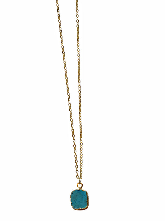 Square Turquoise Gemstone Necklace